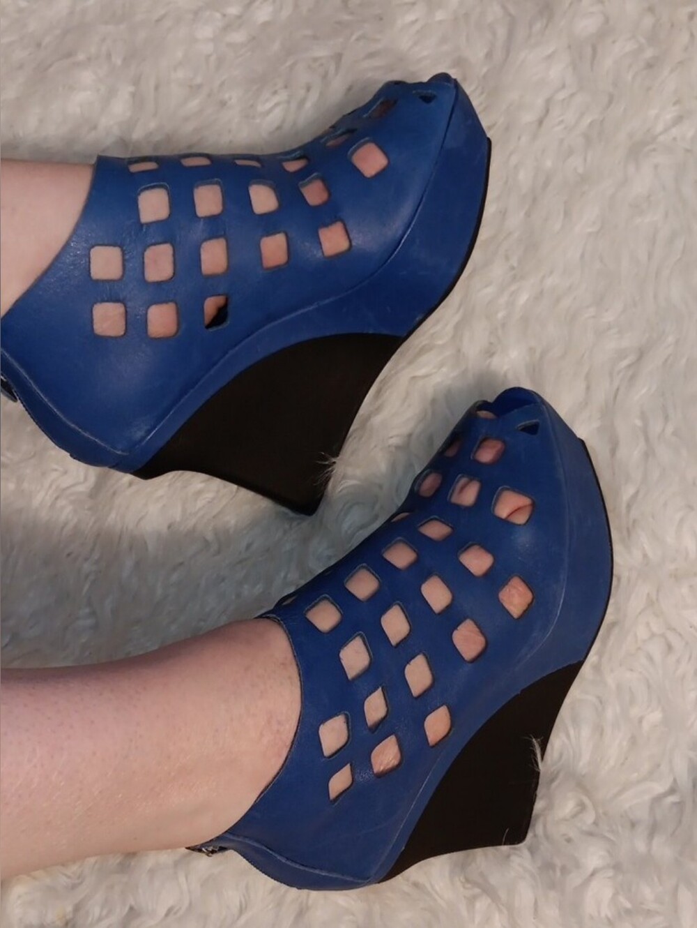 Rockport Blue Cutout Wedge Sandals - Picture 2 of 6